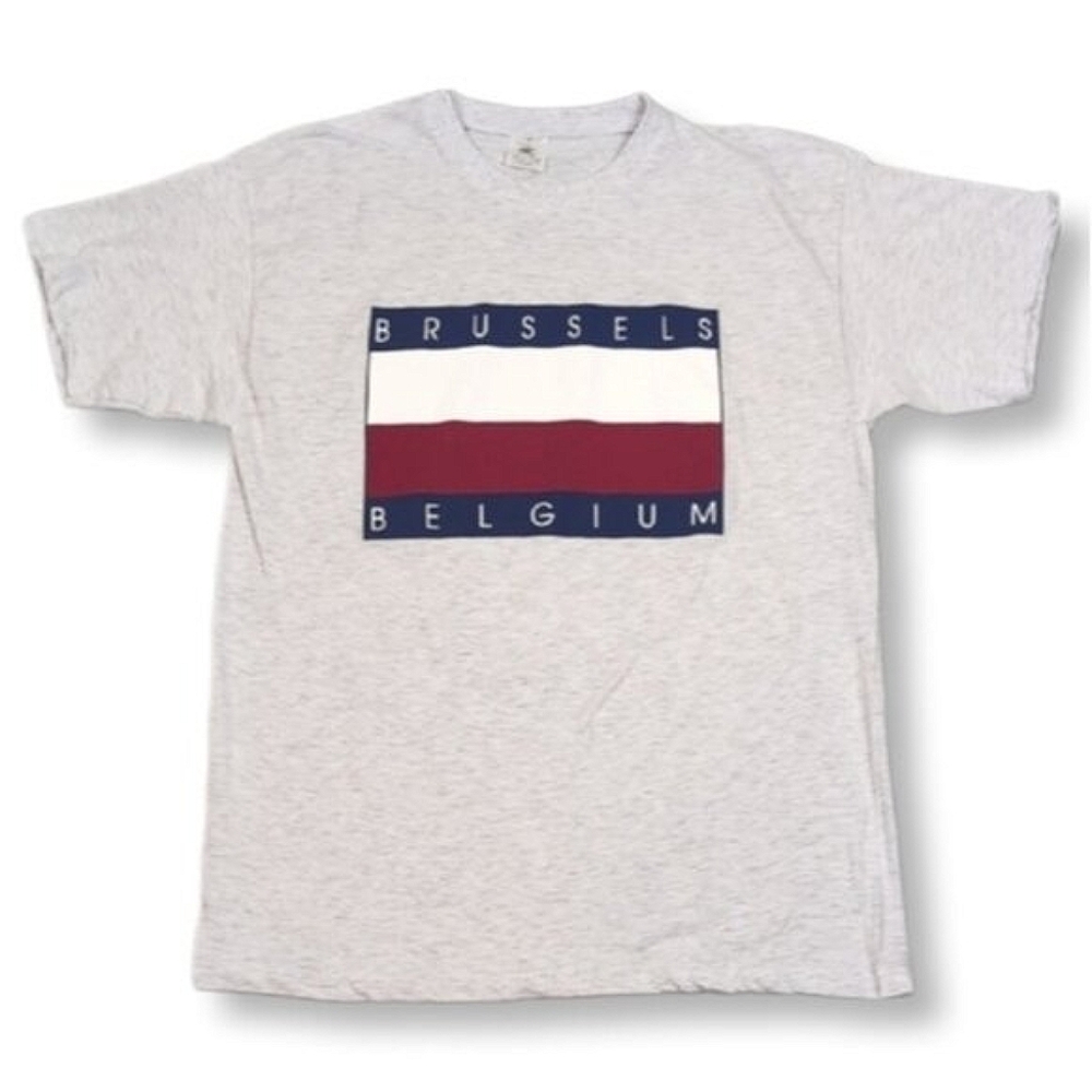 B&C Collection Brussels Belgium Top Short Sleeve Flag Graphic Tshirt
